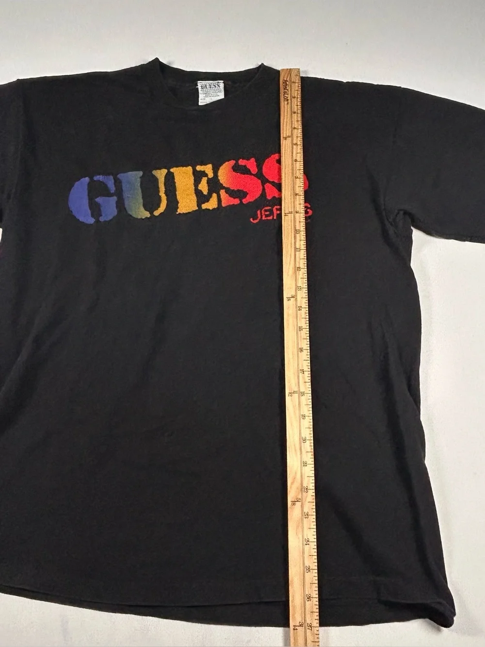 Vintage Rare 90s Guess Jeans Skate Shirt Large USA Made Black Fade Single Stitch - Picture 5 of 7